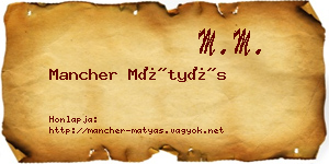 Mancher Mátyás névjegykártya